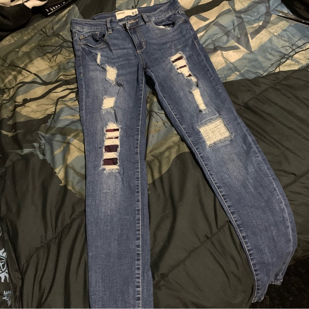 Garage Ripped Plaid Jeans | Size 07